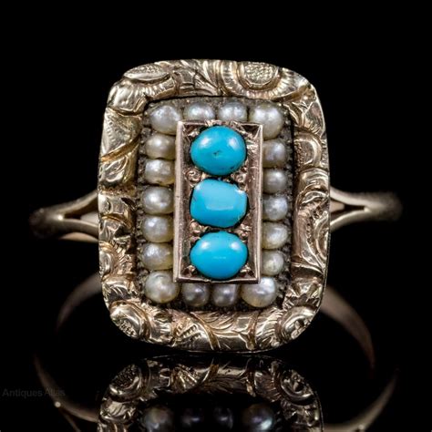 Antiques Atlas Antique Georgian Turquoise Pearl Ring Ct Gold