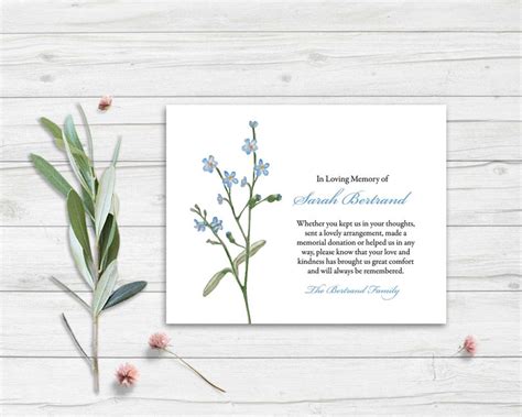 Funeral Thank You Card Template Sympathy Acknowledgement Etsy