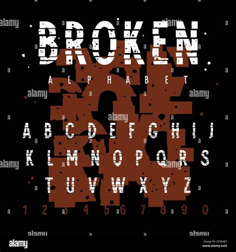 Broken Alphabet With Grunge Effect Vector Handmade Alphabet Broken