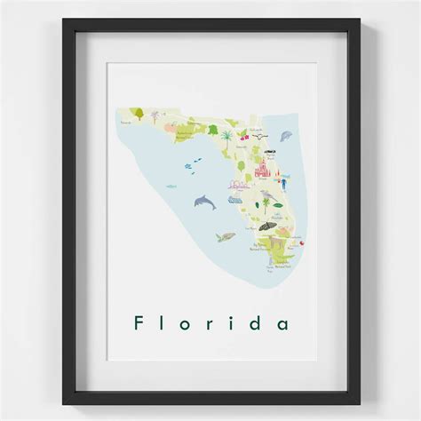 Florida State Map Usa Art Print By Holly Francesca