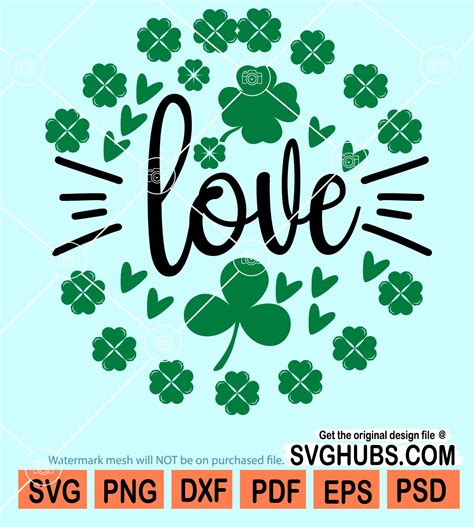 Shamrock Love Svg Love With Shamrock Svg Love Svg St Patricks Day
