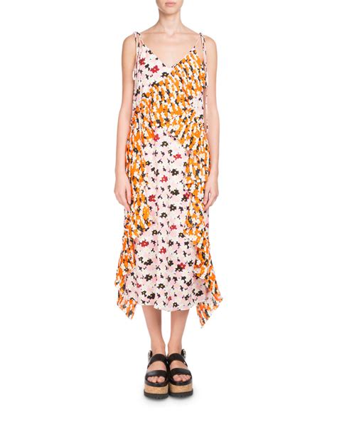 Kenzo Floral Print Ruffled Slip Midi Dress Neiman Marcus