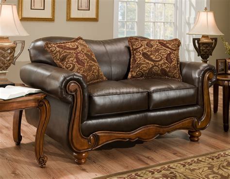 Brown Bonded Leather Traditional Sofa And Loveseat Set W Options