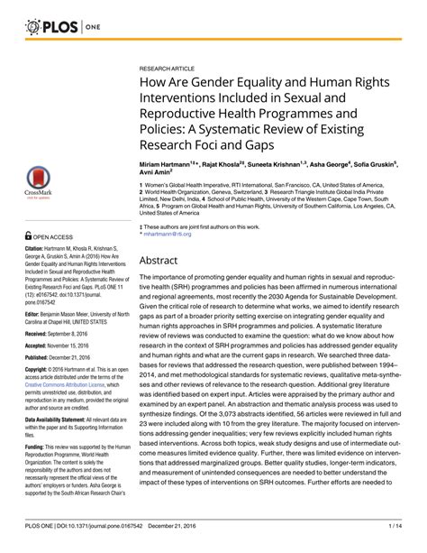 PDF How Are Gender Equality And Human Rights Interventions Included In Sexual And Reproductive