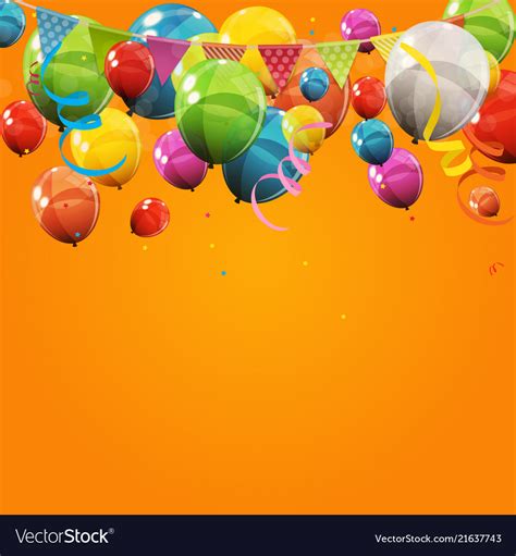 Color Glossy Happy Birthday Balloons Banner Vector Image