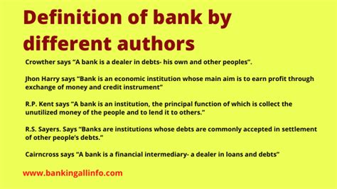 Definition Of Bank By Different Authors Bankingallinfo World Largest