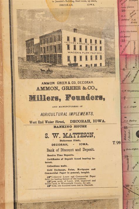 1874 Wall Map Winn. Co - Winneshiek County