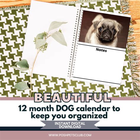 2021 Dog Calendar Printable Calendar Digital Print File Etsy España