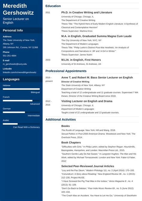 Example Of A Cv Cv Format Best Examples For Job Hunting Success