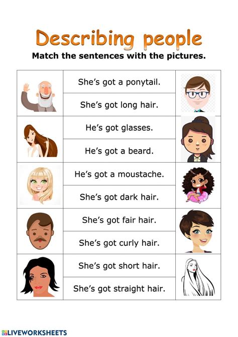 Describing People Online Worksheet English Lessons For Kids