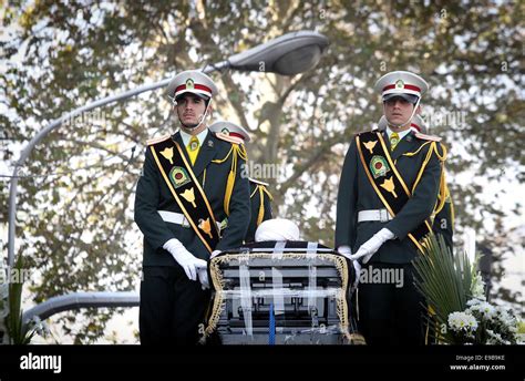 Tehran Iran 23rd Oct 2014 Iranian Soldiers Stand Beside The Coffin