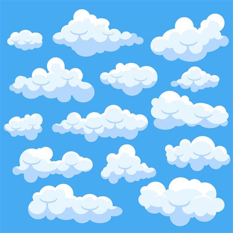 Set Of Cartoon Clouds Vector Art At Vecteezy