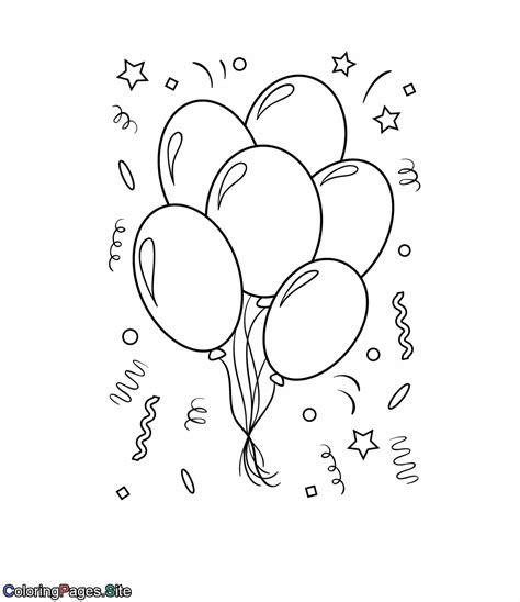 Happy birthday balloons online coloring - drawing for kids