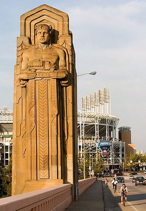 The bridge's guardians are icons for the city, imagined nearly a century ago, when cleveland was the fifth largest city. U.S.Art Deco: "Guardians of transportation", Hope Memorial ...