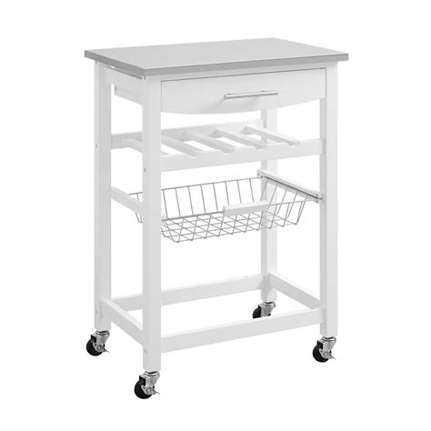 Stylewell small kitchen cart, home depot. Linon Home Decor Mitchell White Kitchen Cart With Storage ...