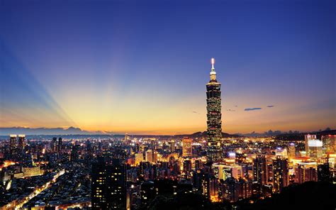 Anime Building Lights Cityscape Taipei 101 Taipei Thailand Hd