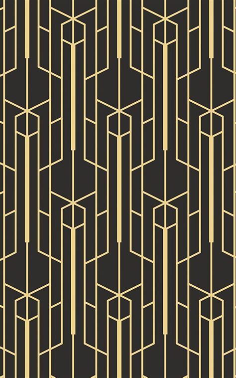 Yellow And Black Geometric Wallpaper Mural Art Deco Wallpaper