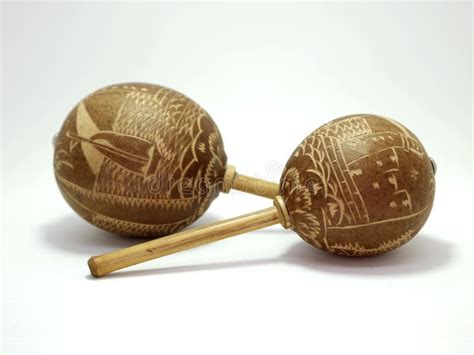 Maracas Percussion Musical Instrument Music Carved Wooden And Cane