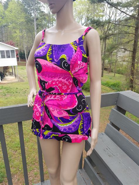 Vintage Bathing Suit 60s Psychedelic Butterfly Swim Suit Etsy