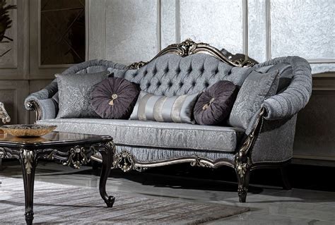 Casa Padrino Luxury Baroque Sofa Light Blue Gray Dark Gray Gold