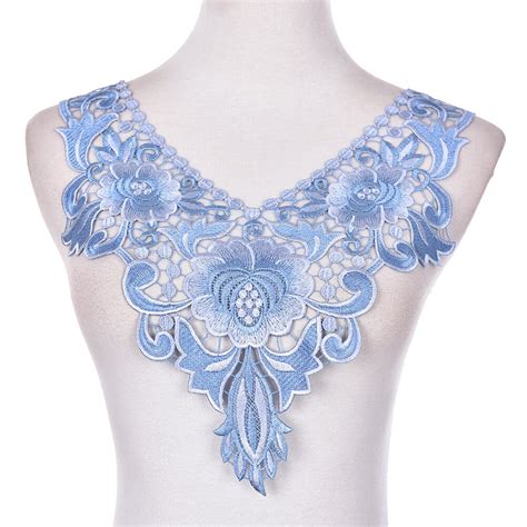 2017 New 1 Pc Embroidered Floral Lace Neckline Neck Collar Trim Clothes