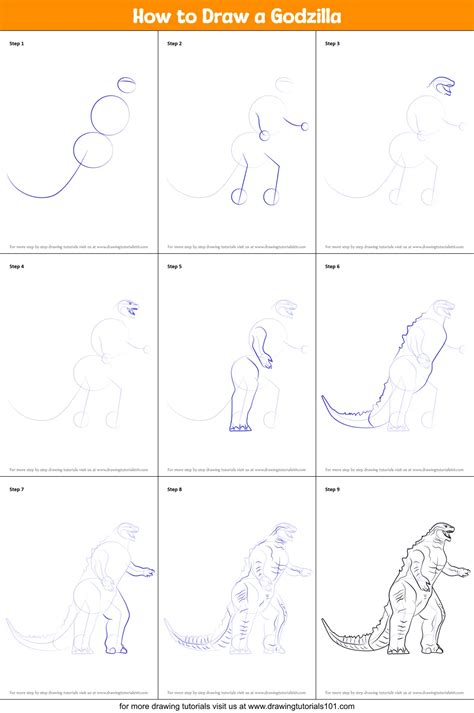 How To Draw Godzilla Step By Step Drawing Tutorials How To Draw