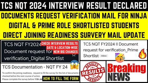 Finally Tcs Nqt Interview Result Out Selection Rejection Mail