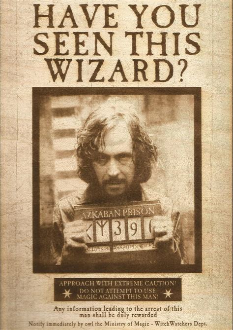 Harry Potter Sirius Black The Prisoner Of Azkaban Wooden Wanted Poster Harry Potter Poster