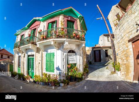 Authentic Colorful Mediterranean Street In The Village Of Arsos