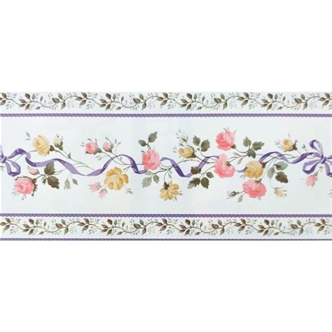 Dundee Deco Self Adhesive Wallpaper Border With Flowers On Vine 33 Ft