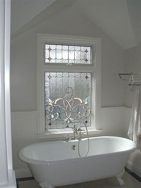 Our hummingbird stained glass window hangings would be a great embellishment to it. Glasses with Flower Ornament Bathroom Window Design ...