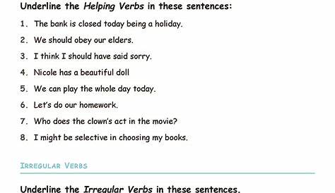verb worksheets grade 4