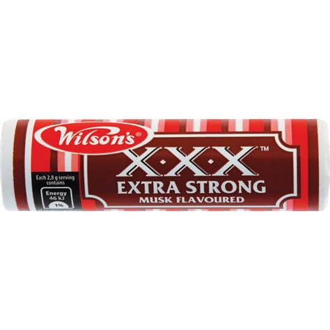 Wilsons Xxx Extra Strong Musk Flavoured Mints 26g Mints And Chewing