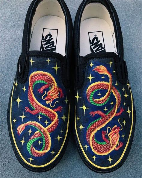 Dragon Handpainted Canvas Shoes Vans Converse Toms Keds Etsy In 2021