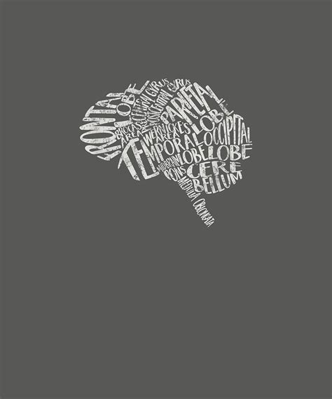 Brain Typography Tshirt Rn Neuroscience Nurse Neurologist Drawing By