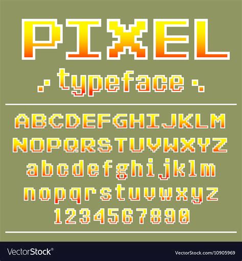 Pixel Font Bit Typeface For Retro Games Design Vector Image