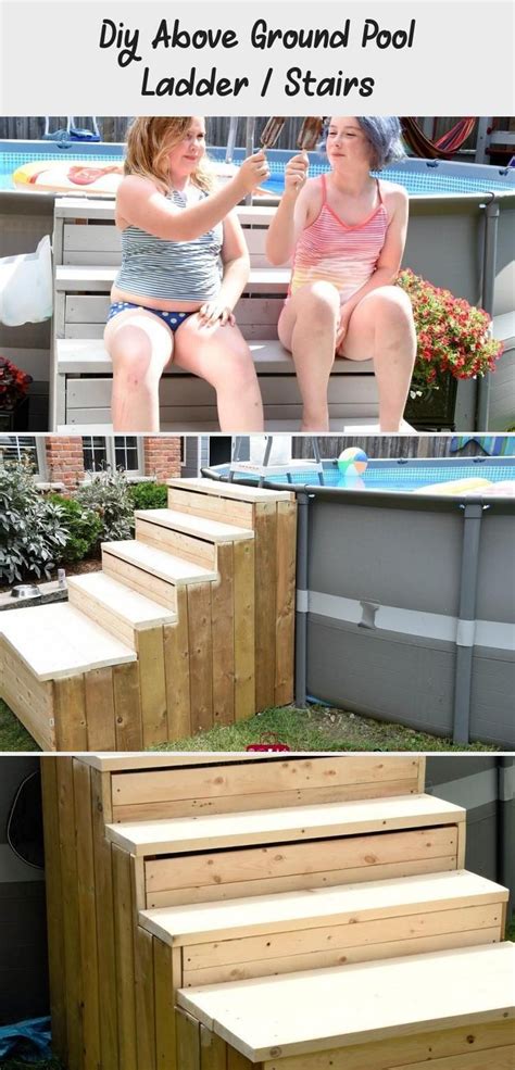 Diy walk in steps for above ground pool. DIY Above ground pool ladder / stairs | 100 Things 2 Do #poollandscapingBeforeAndAfter # ...