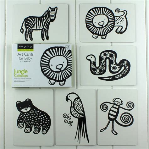 Black And White Baby Flash Cards Jungle Animals By Nest