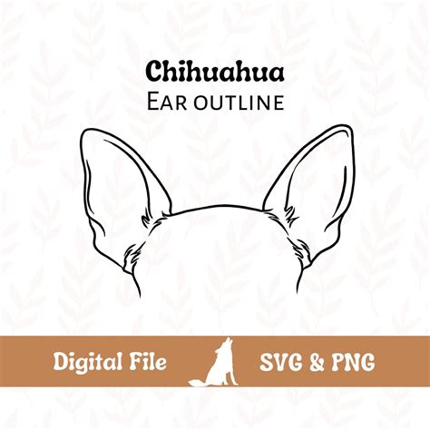 Chihuahua Dog Ear Outline Svg Cut File And Png File For Cricut Etsy
