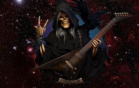 Grim Reaper Guitar Raven Rock Roll Wallpaper Resolution X Id Wallha Com