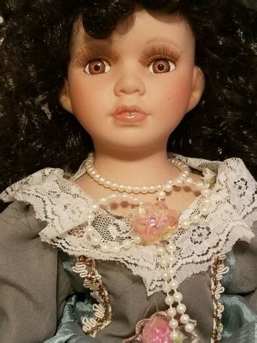 Goldenvale Collection Porcelain Doll Anita Green Dress Brown Hair