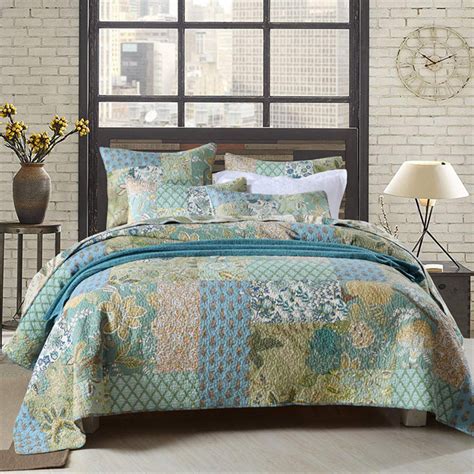 Available for 3 easy payments. feelyou 100% Cotton Quilt Set 3 PCS Queen Size Bedding Set ...