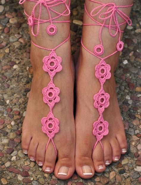 Crochet Barefoot Sandals Great Accessory For Summer Pink Via Etsy