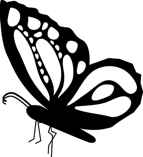 Butterfly Beautiful Side View Shape With Ornamental Design On Wings Svg