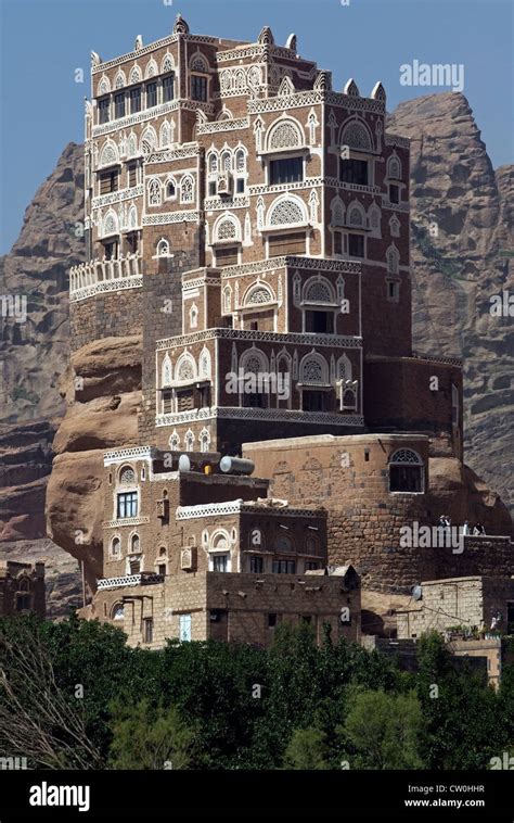 Dar Al Hajar The Rock Palace In Wadi Dhahr Yemen Western Asia Stock