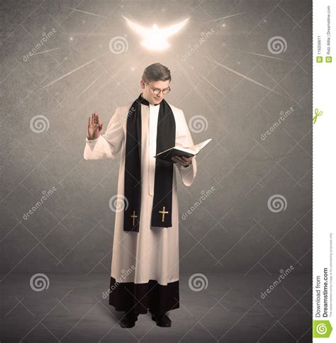 Young Priest In Giving His Blessing Stock Image Image Of Clergyman
