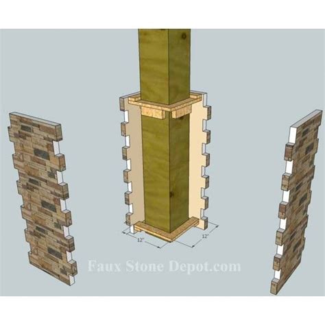 Great new look for old existing posts, wraps up to a 12 post or column. Faux Stone Column Wrap - 36" Cappuccino | Stone columns ...