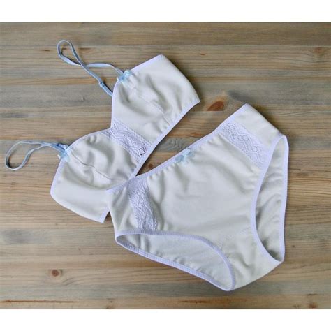 White Cotton Bralette Panty Set Organic French Terry Cotton Bralette White Lace Bralette