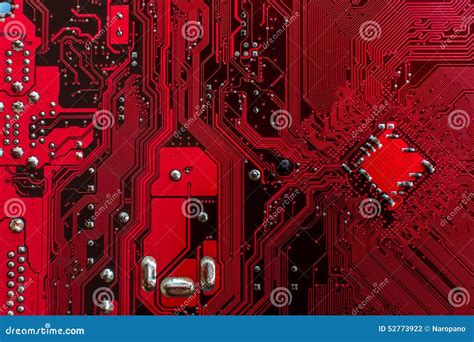 Red Pcb Computers Stock Photo Image Of Silicon Card 52773922