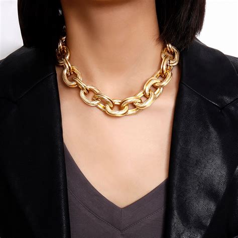 Retro Chunky Gold Chain Choker Necklace S Punk Style Etsy